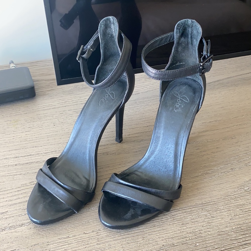 Joie Black Leather Strappy Heels